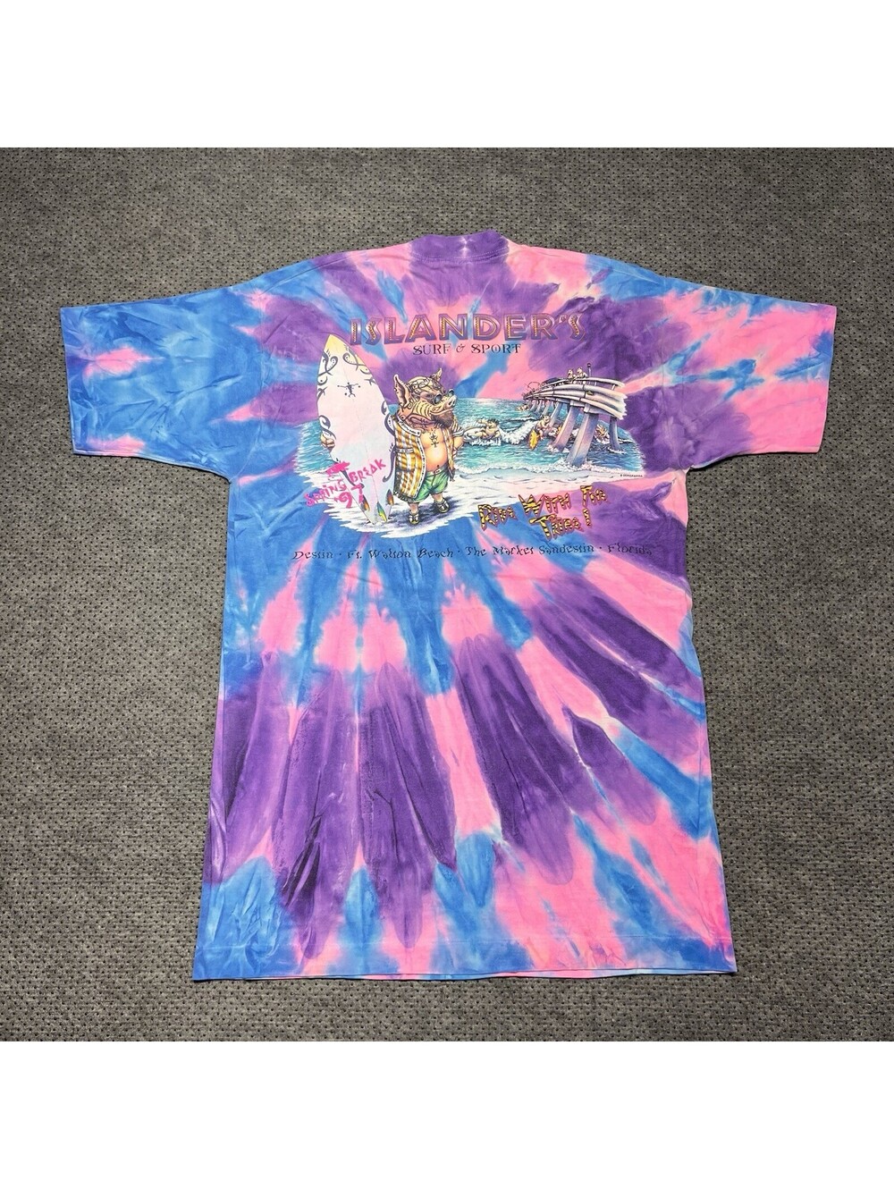 Vintage 1990S Highlanders Surfing And Sport T-Shirt Large Tie-Dye Men’s Rare